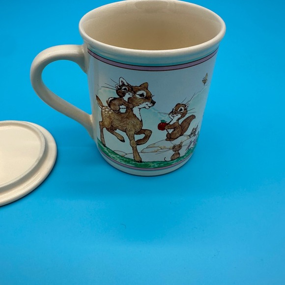 Vintage 1986 Hallmark Mug Mates Ann Wilson Woodland Bunny Mug with Coaster Lid - Picture 4 of 7